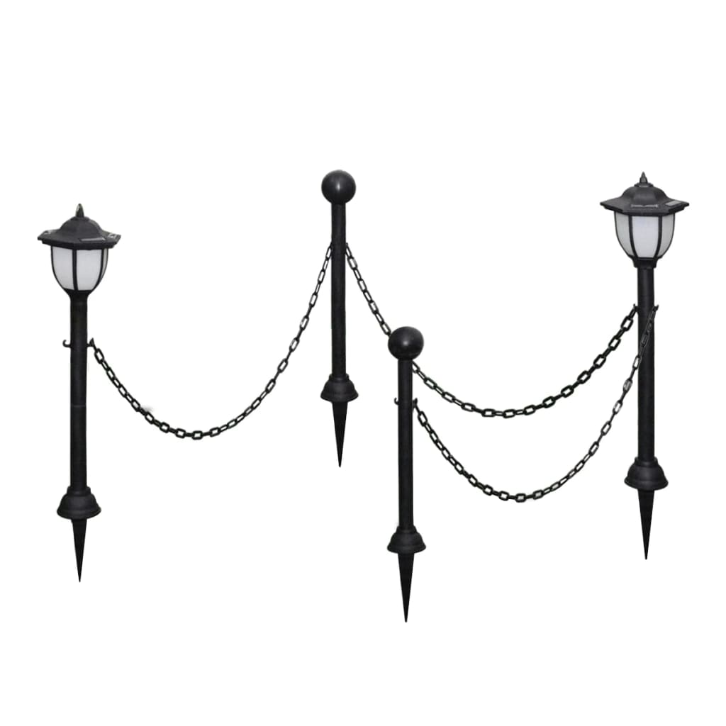 vidaXL 2/4x Chain Fence with Solar Lights Two LED Lamps Two Poles Outdoor Patio by VidaXL