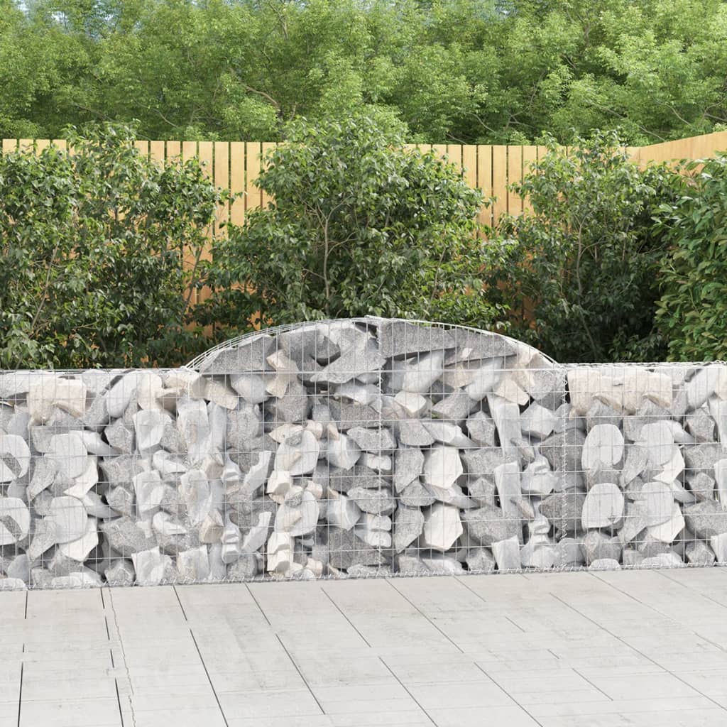 vidaXL Arched Gabion Baskets 3 pcs 118.1"x11.8"x31.5"/39.4" Galvanized Iron by VidaXL