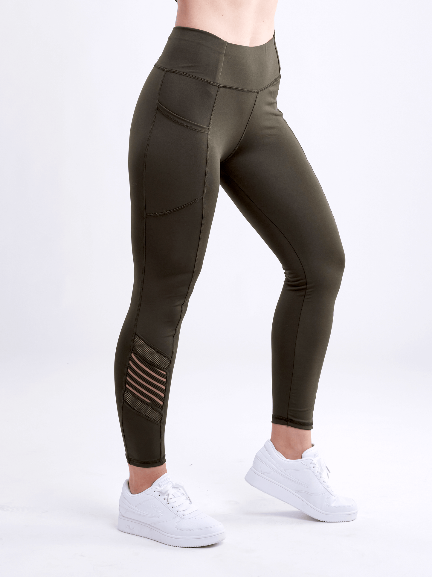 JupiterGear High-Waisted Pilates Leggings with Side Pockets & Mesh Panels by JupiterGear