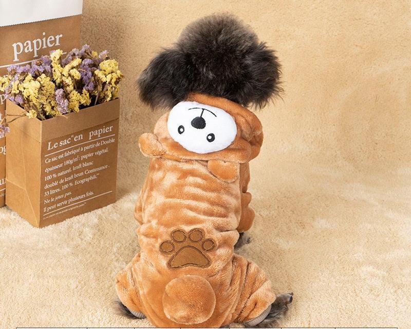 Autumn And Winter Dog Pet Costume Collection: Cozy Coral Fleece Cartoon Style by Dog Hugs Cat