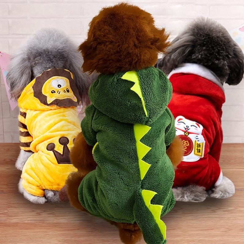 Autumn And Winter Dog Pet Costume Collection: Cozy Coral Fleece Cartoon Style by Dog Hugs Cat