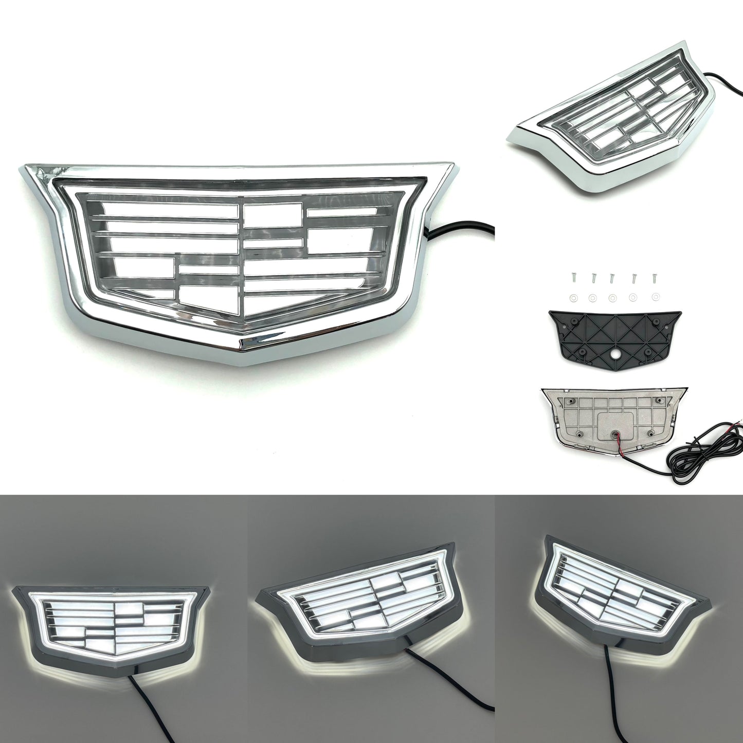 Cadillac Logo Front Grille LED Luxury Metallic Dynamic Crystal Illuminated Emblem