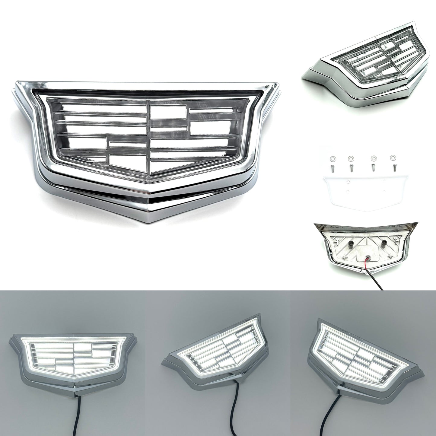 Cadillac Logo Front Grille LED Luxury Metallic Dynamic Crystal Illuminated Emblem