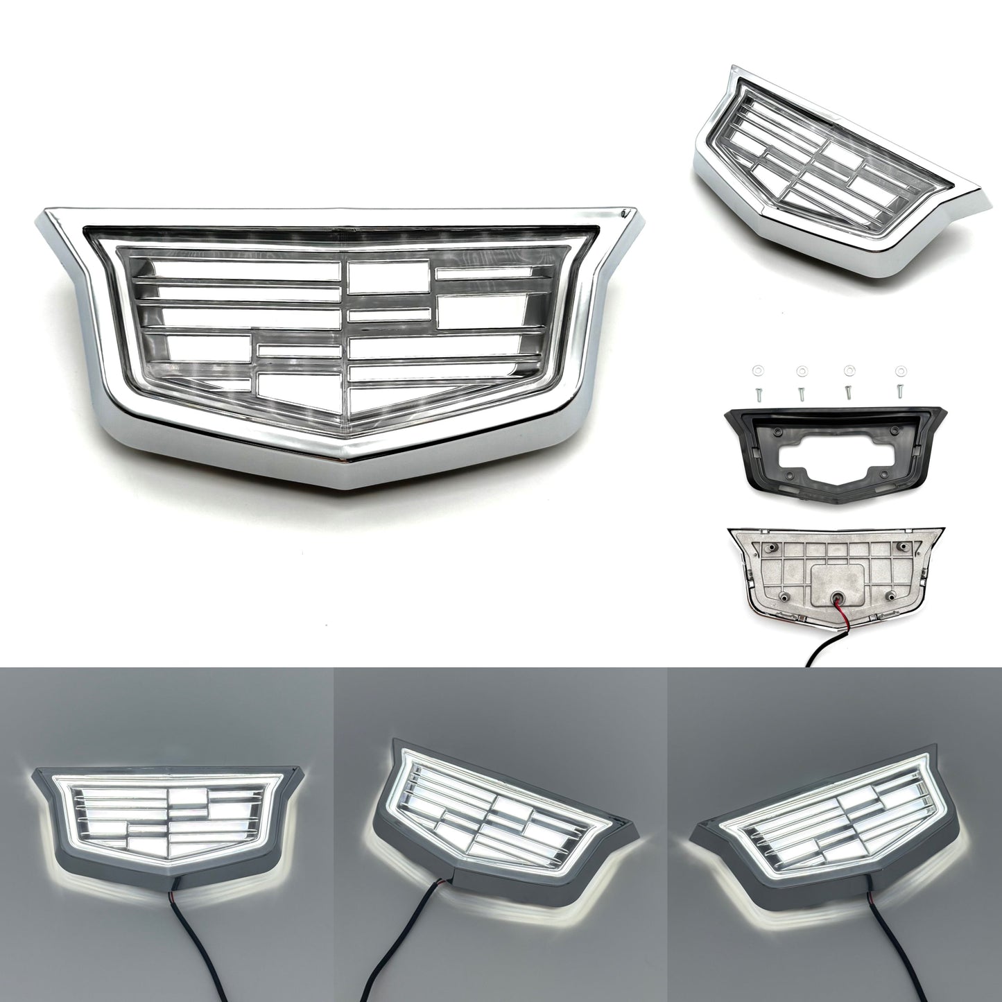 Cadillac Logo Front Grille LED Luxury Metallic Dynamic Crystal Illuminated Emblem