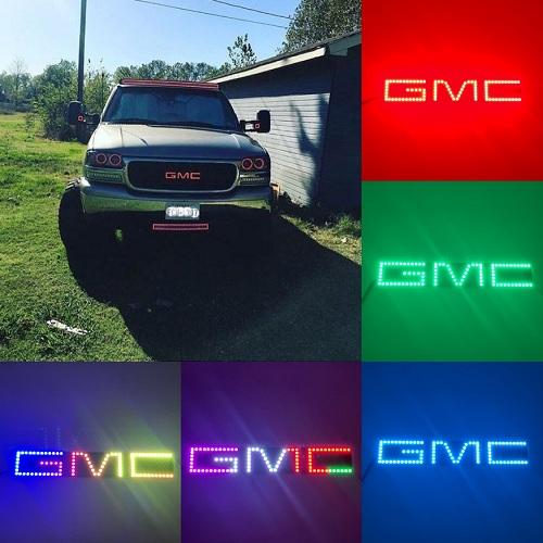 GMC Emblem RGB LED Logo Light Chase Flow Pattern with Bluetooth App remote control-2