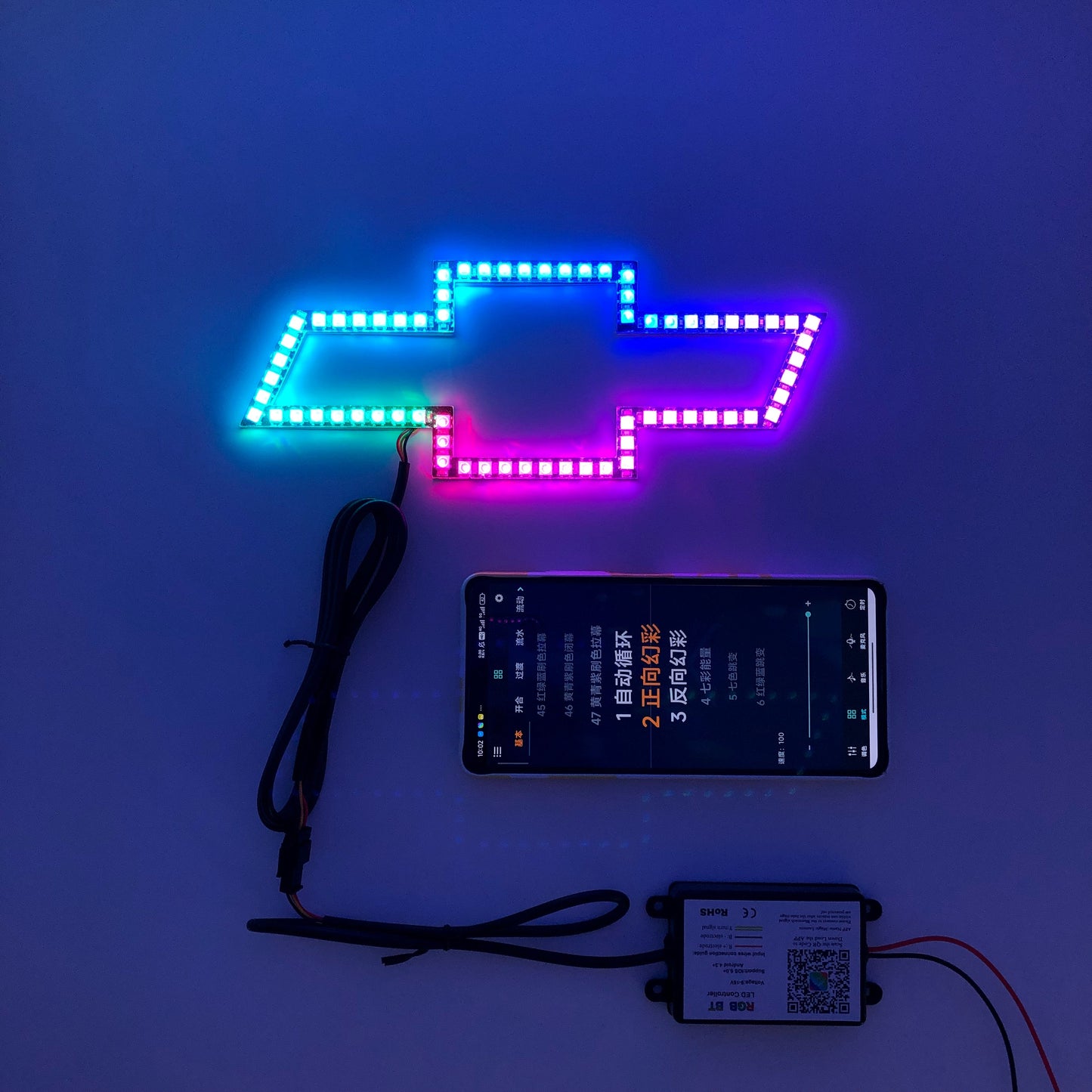 RGBW Flow Chevy symbol with Bluetooth App Control-3