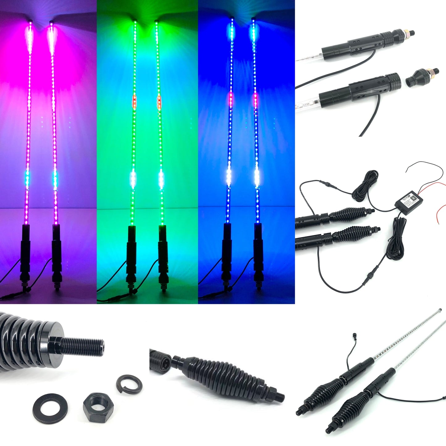 RGB chasing led whip light for utv, rzr, atv, trucks (2 packs)-0